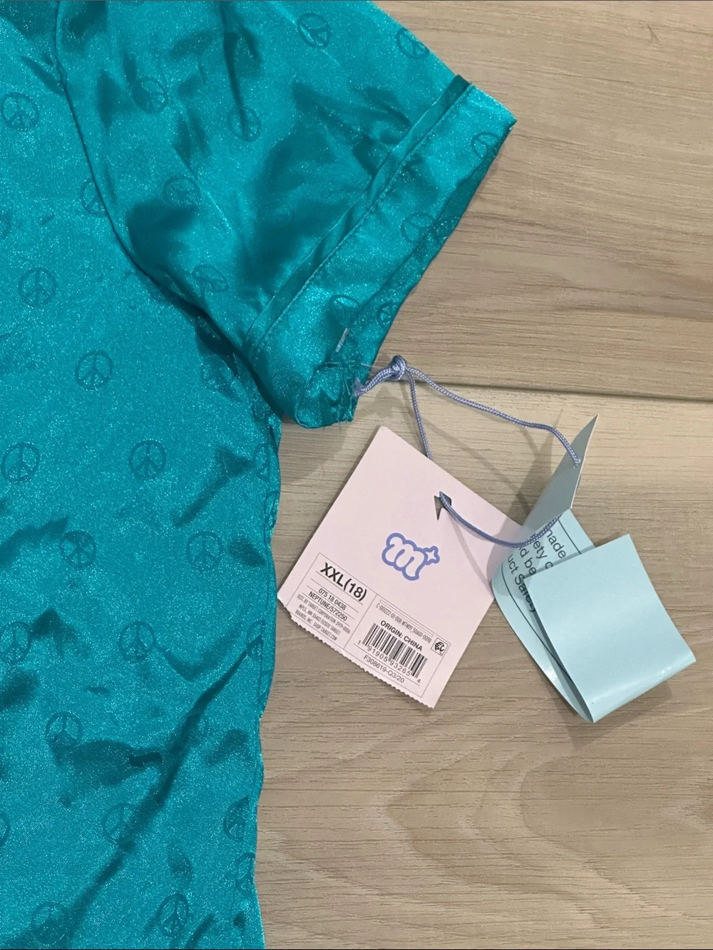 New More Than Magic Teal Short-Sleeve Satin Pajama Set Size XXL 18 Girls NWT